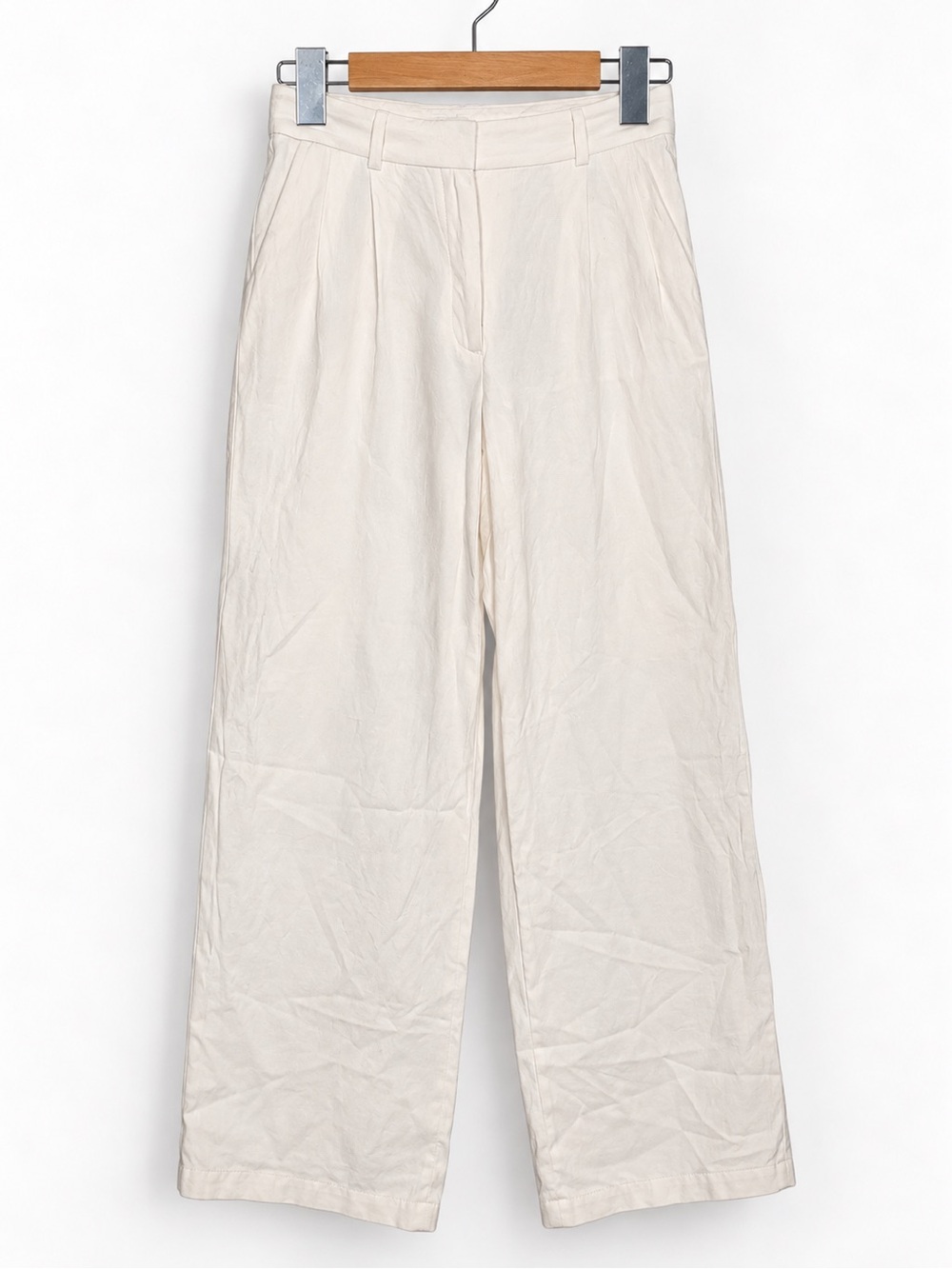 Babaton White Pleated Linen Pants